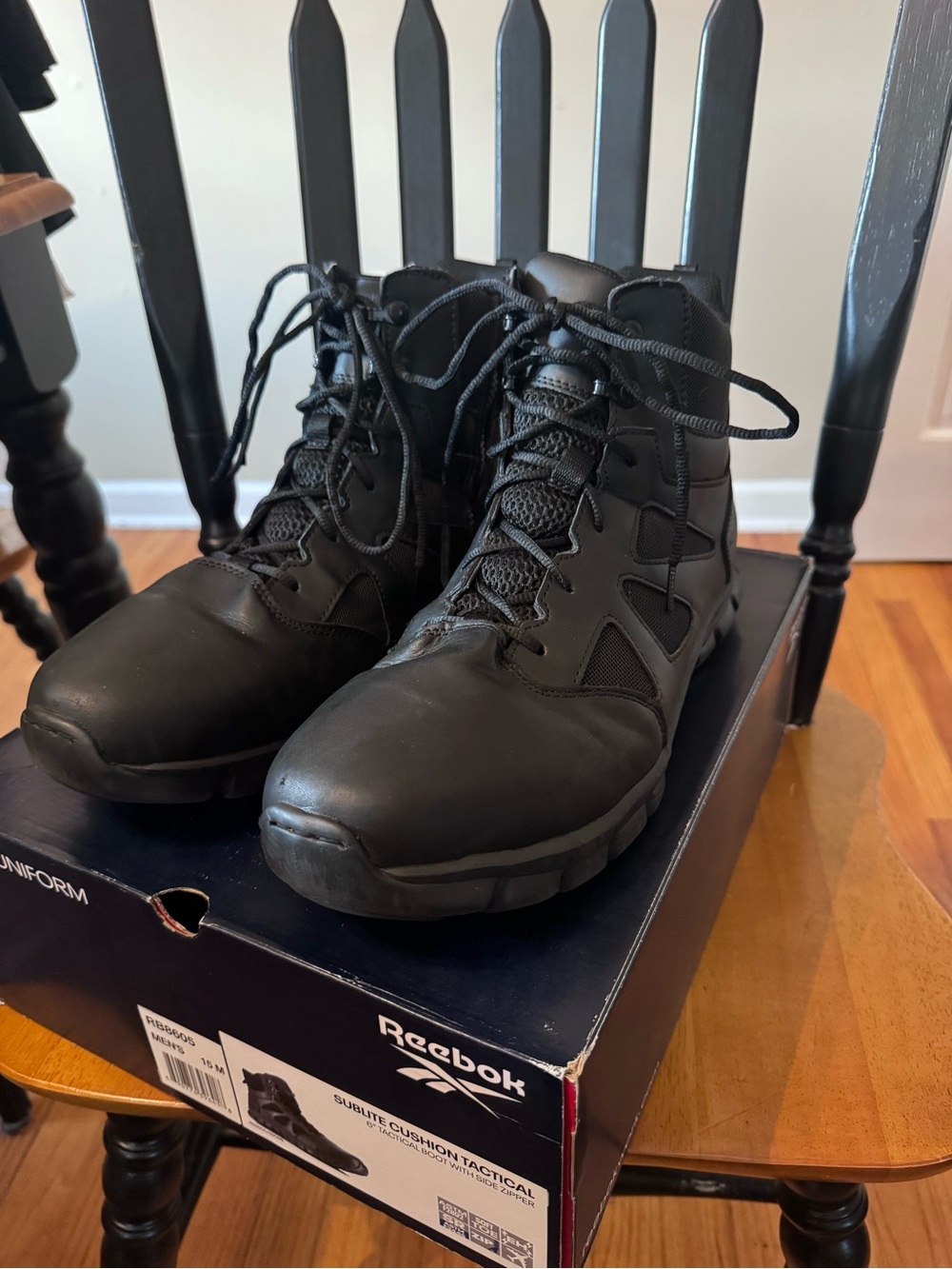 Reebok Work Duty Men's 6" Tactical Boot with Side Zipper - Black Size 15